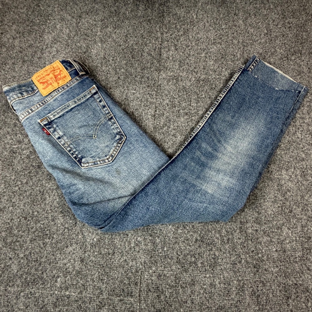 Levis 510 Skinny Fit Jeans Mens 30x32 Cut 24‎ Medium Wash Cut Off Raw Hem Denim